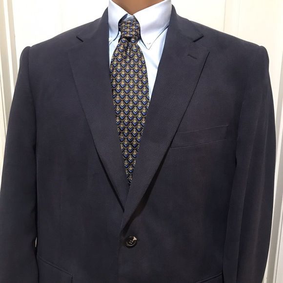 ALAN FLUSSER MENS BLAZER SIZE 44R BLUE SPORT‎ COAT 100% SILK SUIT JACKET - Picture 3 of 12